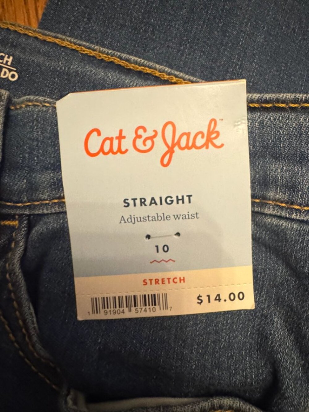 Cat & Jack Girl's Relaxed Straight Size 10 Jean, NWT - Picture 4 of 5